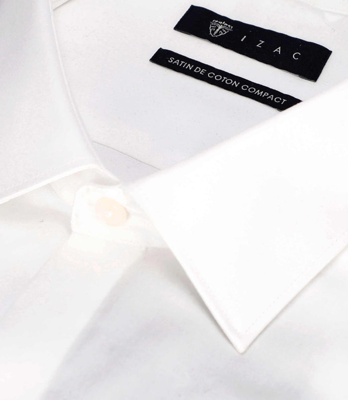 Izac Chemise Slim En Satin De Coton Blanc SATINMIXTESLIM