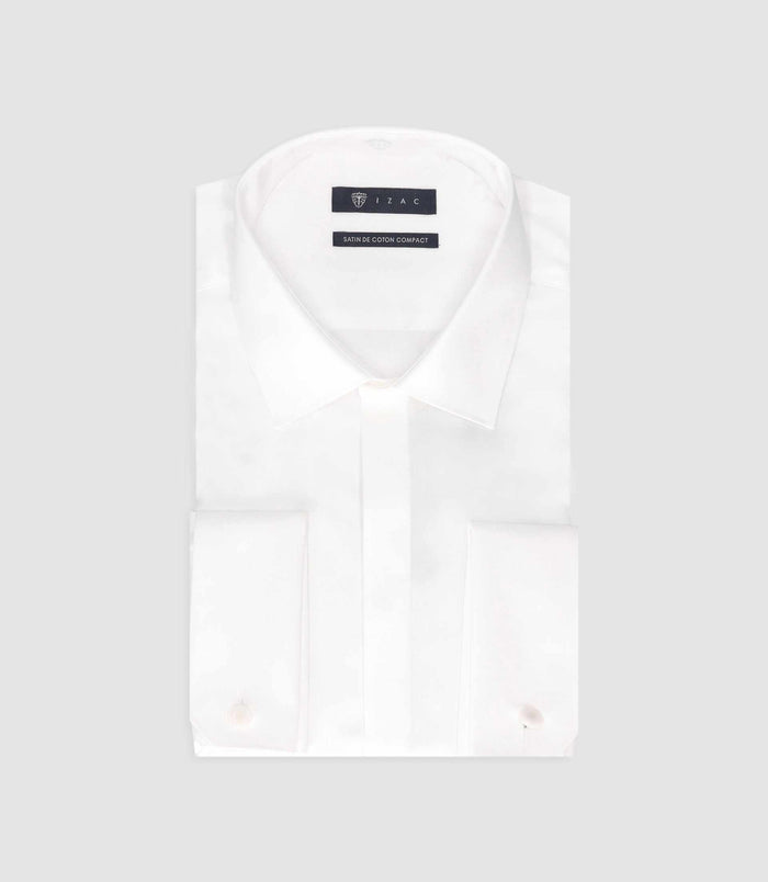 Izac Chemise Slim En Satin De Coton Blanc SATINMIXTESLIM