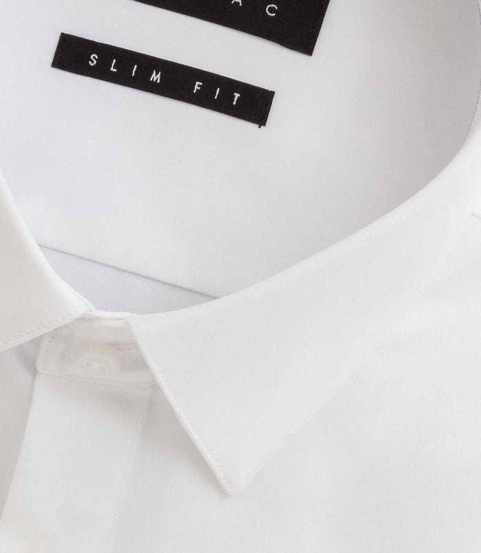 Izac Chemise Slim En Satin De Coton Blanc SATINSLIM