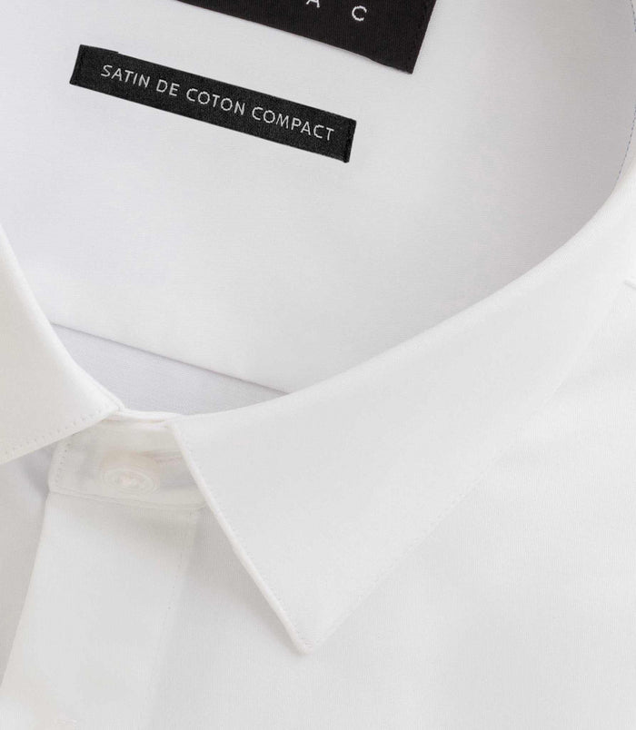 Izac Chemise Slim En Satin De Coton Blanc SATINSLIM