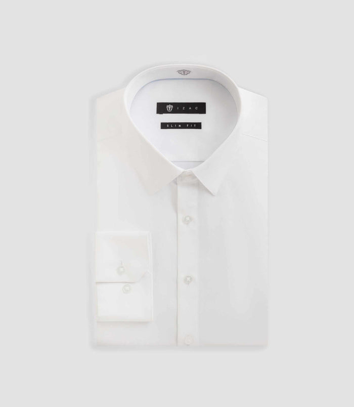 izac Chemise slim en satin de coton blanc SATINSLIM
