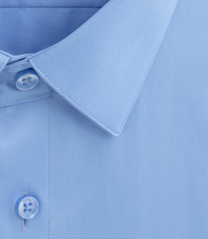 Izac Chemise Slim En Satin De Coton Bleu-glace "Satinslim"