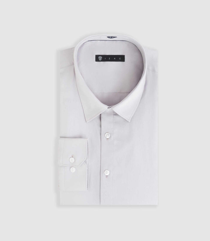 Izac Chemise Slim En Satin De Coton Gris Clair "Saslimrea"