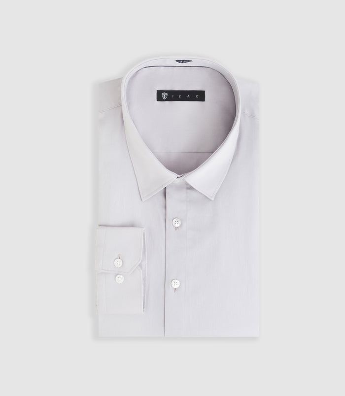 izac Chemise slim en satin de coton gris clair "Saslimrea"