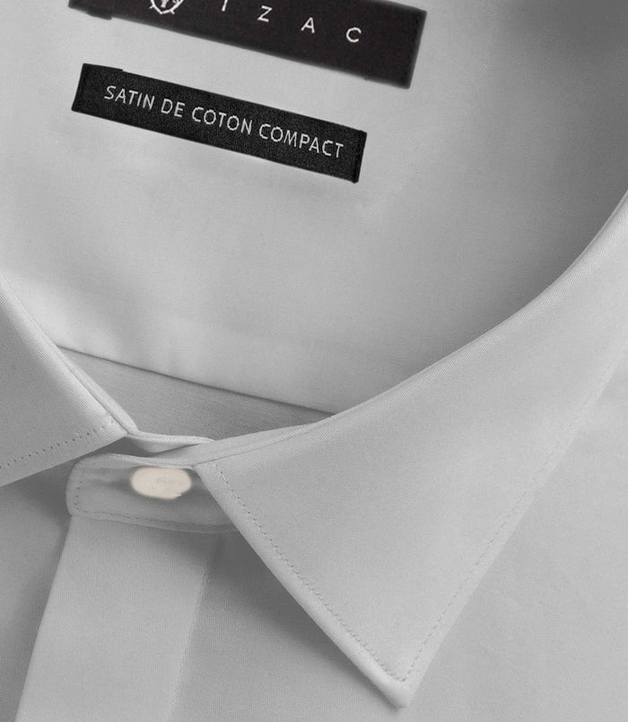 Izac Chemise Slim En Satin De Coton Gris Perle SATINCACHE