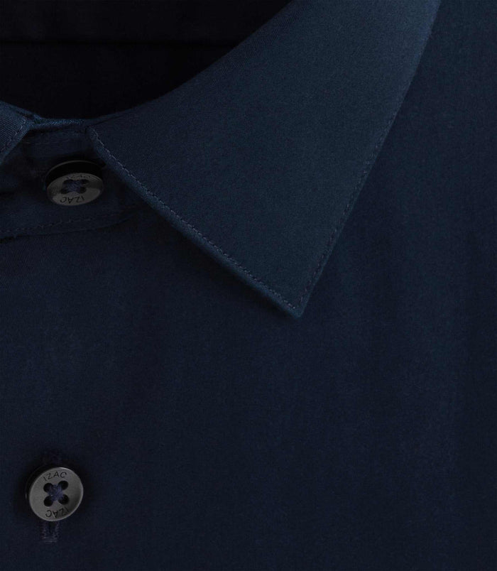 Izac Chemise Slim En Satin De Coton Marine "Satinslim"