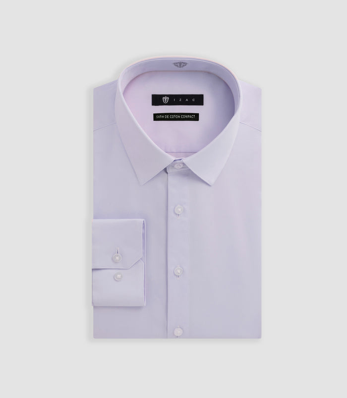 izac Chemise slim en satin de coton parme SATINSLIM