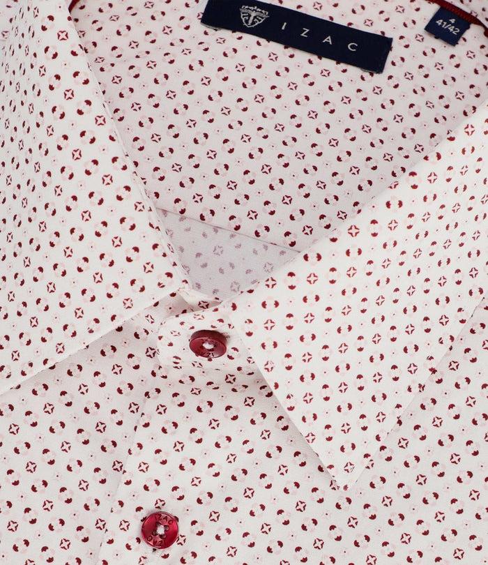 Izac Chemise Slim Imprimée Blanc Rose Et Bordeaux PAUL