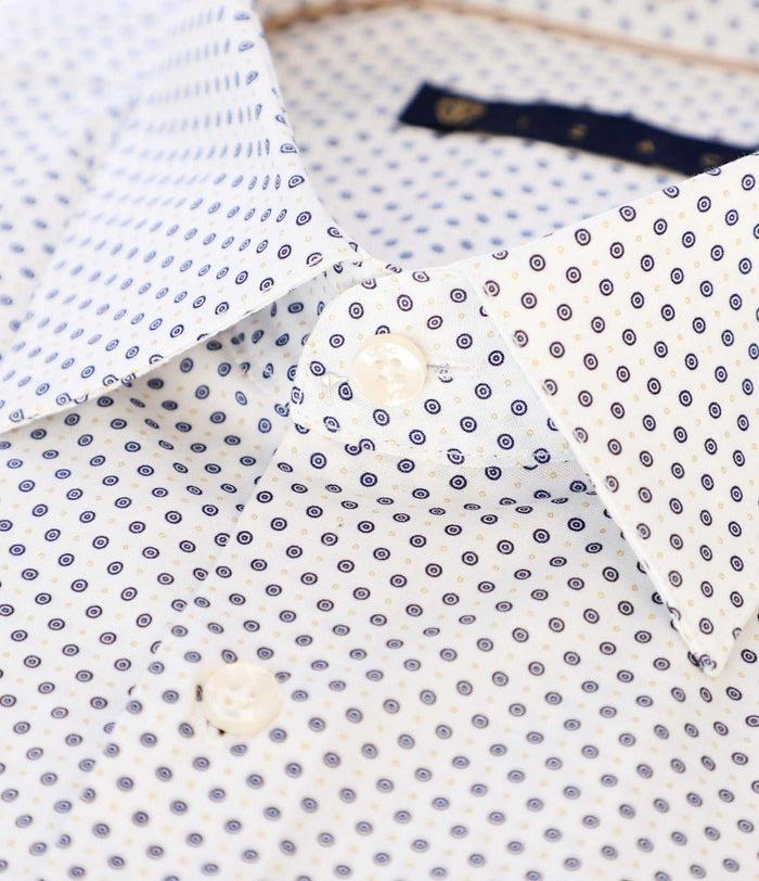 Izac Chemise Slim Imprimée Blanche Et Marine PRIMAEL
