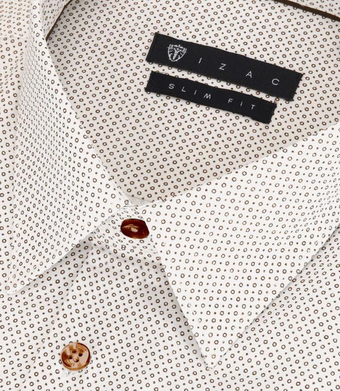 Izac Chemise Slim Imprimée Micro Motifs Beige Et Camel PERLE