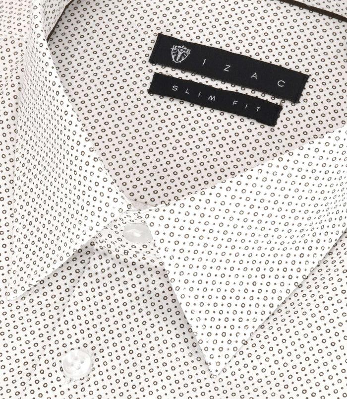 Izac Chemise Slim Imprimée Micro Motifs Blanc Et Camel PERLE