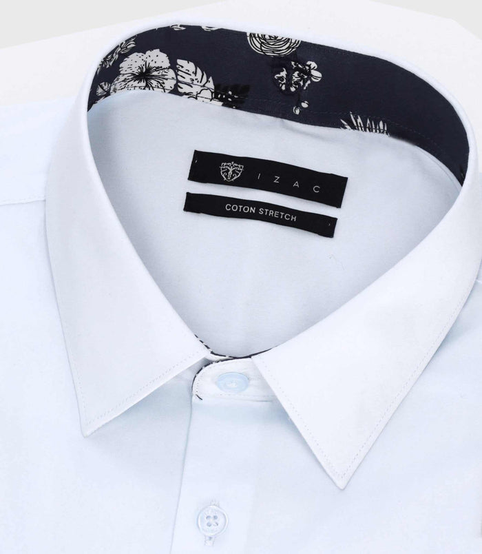 Izac Chemise Slim Unie Avec Broderie Bleu Ciel MILES