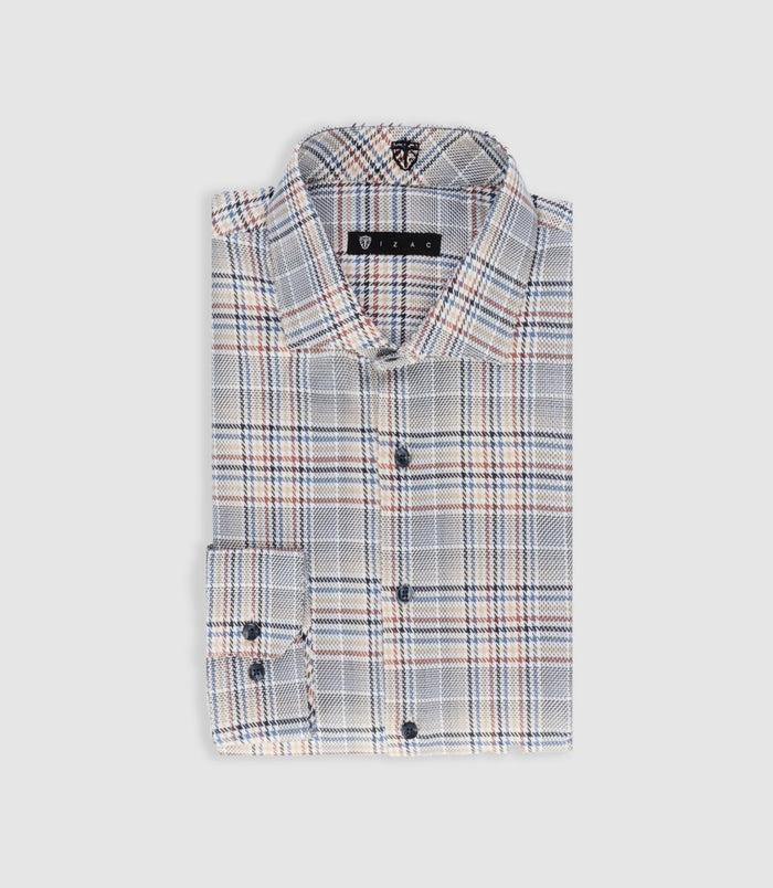 Izac Chemise Tissée à Carreaux Marine Et Orange PERRIN