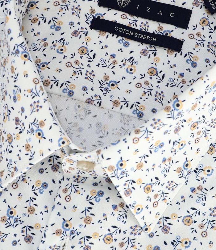 Izac Chemise Ville Imprimée Blanc Camel Bleu PHILEABT