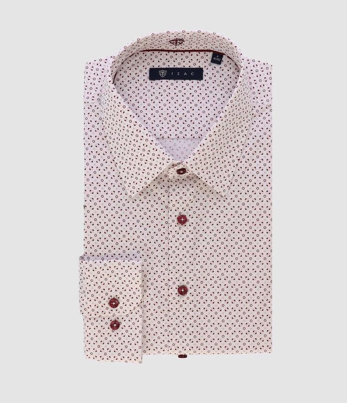 izac Chemise ville imprimée blanc rose bordeaux PAULBT