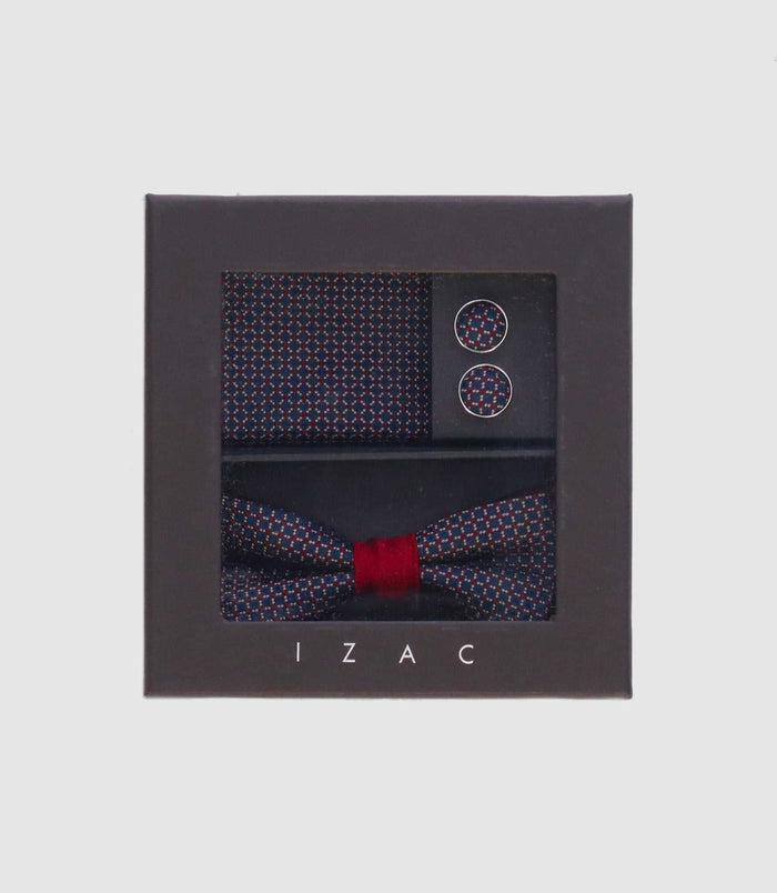 izac Coffret noeud papillon pochette bouton de manchette marine bordeaux TEOBALDE