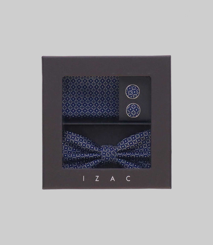 izac Coffret noeud papillon pochette bouton de manchette marine TIMOTE
