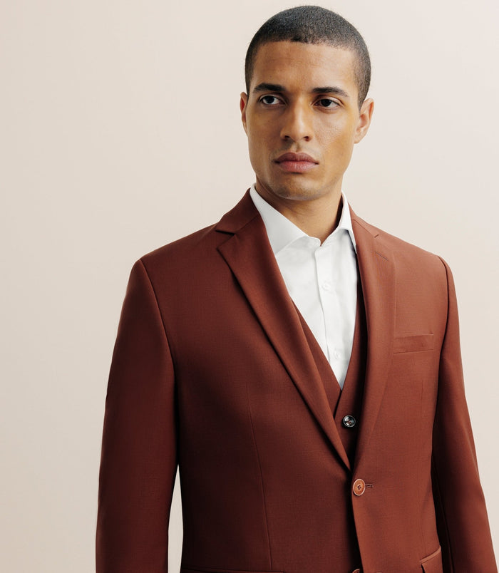 Izac Costume 2 Boutons Laine Majoritaire Terracotta