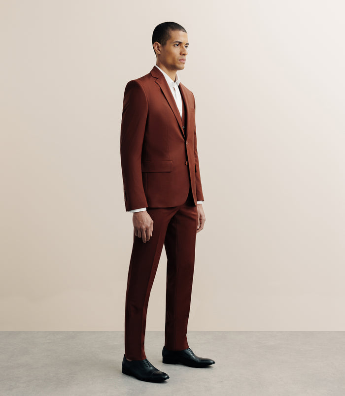 Izac Costume 2 Boutons Laine Majoritaire Terracotta