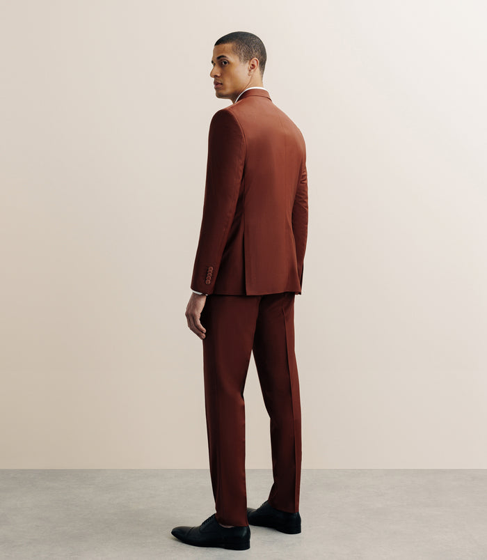 Izac Costume 2 Boutons Laine Majoritaire Terracotta