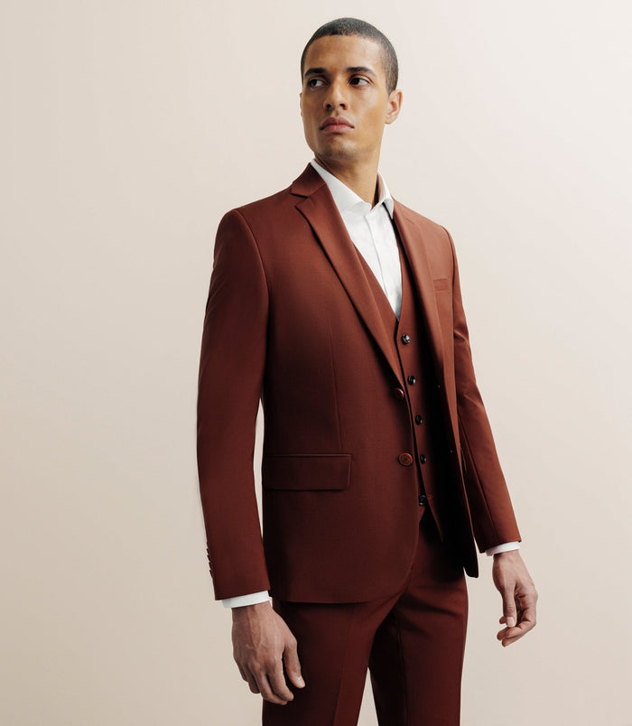 izac Costume 2 boutons laine majoritaire terracotta