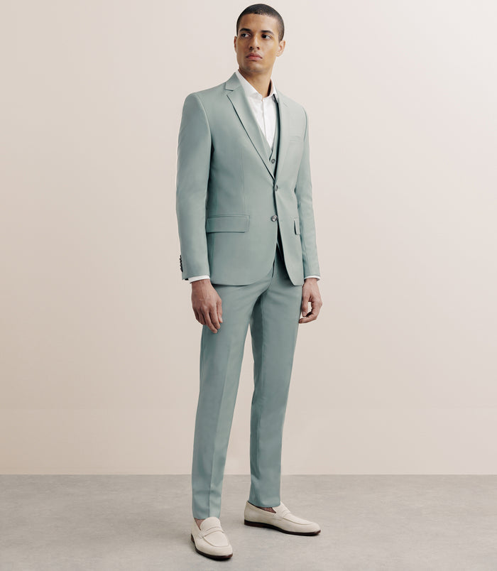 Izac Costume 2 Boutons Laine Majoritaire Vert Clair