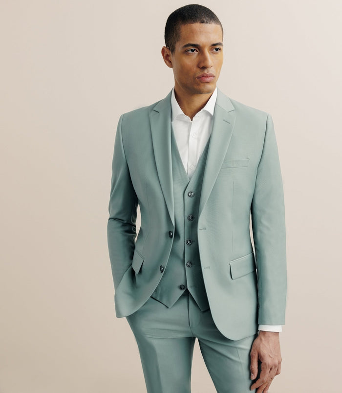 izac Costume 2 boutons laine majoritaire vert clair