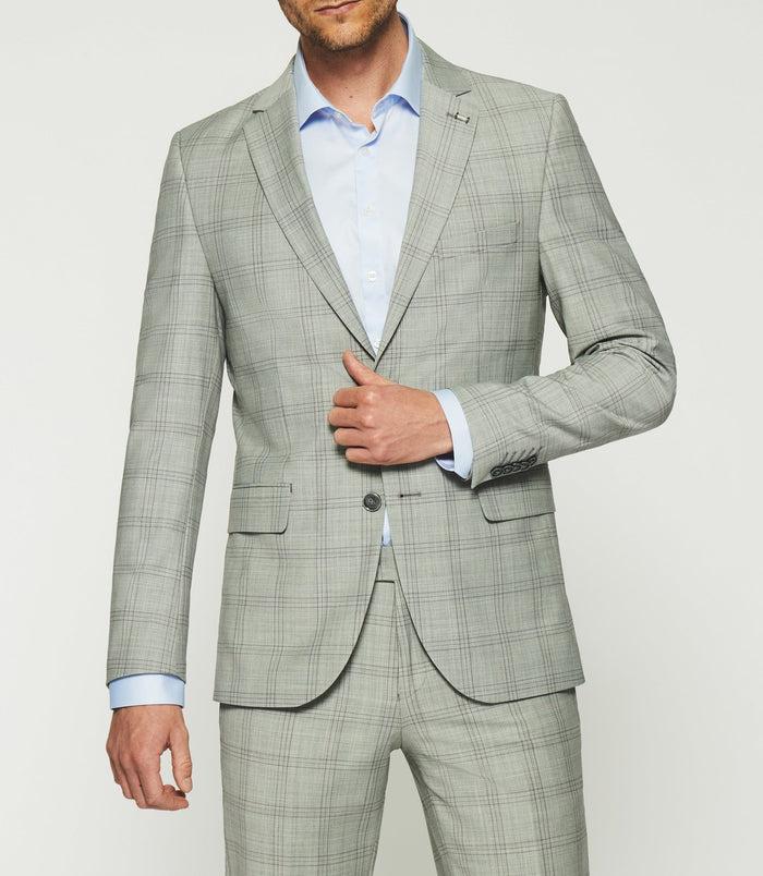 Izac Costume à Carreaux Fenêtre Gris 2 Boutons FORIO