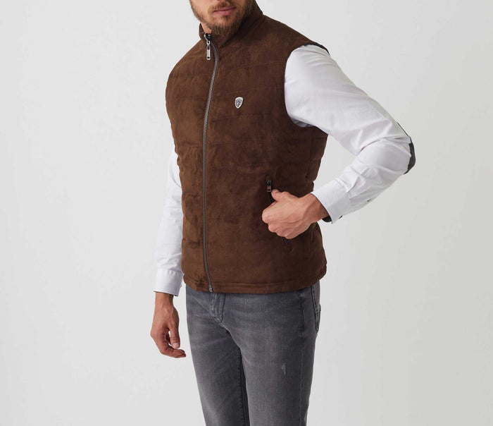 Izac Doudoune Sans Manches Réversible Marron-anthracite "Fougere"