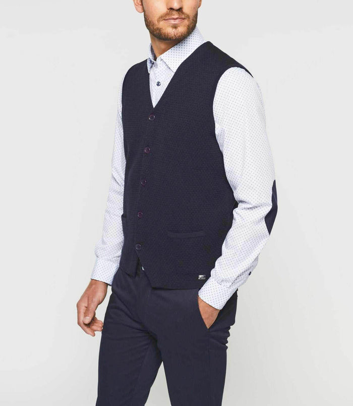 Izac Gilet Casual Sans Manches En Maille Marine "Divin"