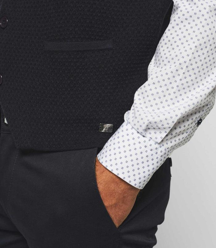 Izac Gilet Casual Sans Manches En Maille Marine "Divin"