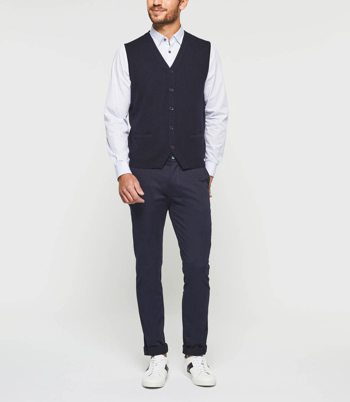 izac Gilet casual sans manches en maille marine "Divin"