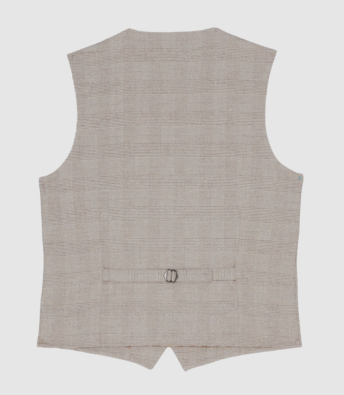 Izac Gilet De Costume à Carreaux Effet Prince De Galles Beige XSWING
