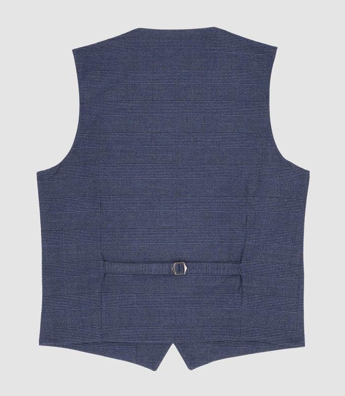 Izac Gilet De Costume Effet Prince De Galles Marine XSWING