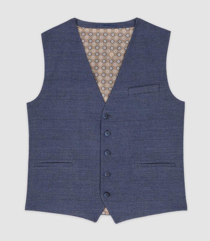 izac Gilet de costume effet Prince de Galles marine XSWING