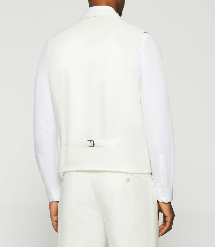 Izac Gilet De Costume En Lin Et Coton Blanc JCACTUS
