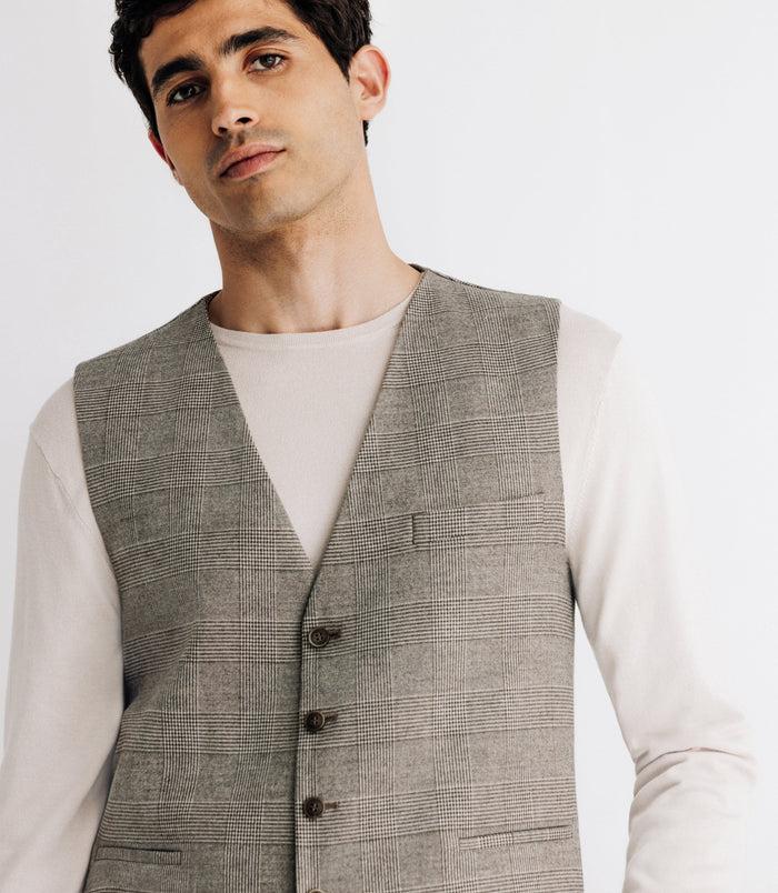 Izac Gilet De Costume Esprit Prince De Galles Beige