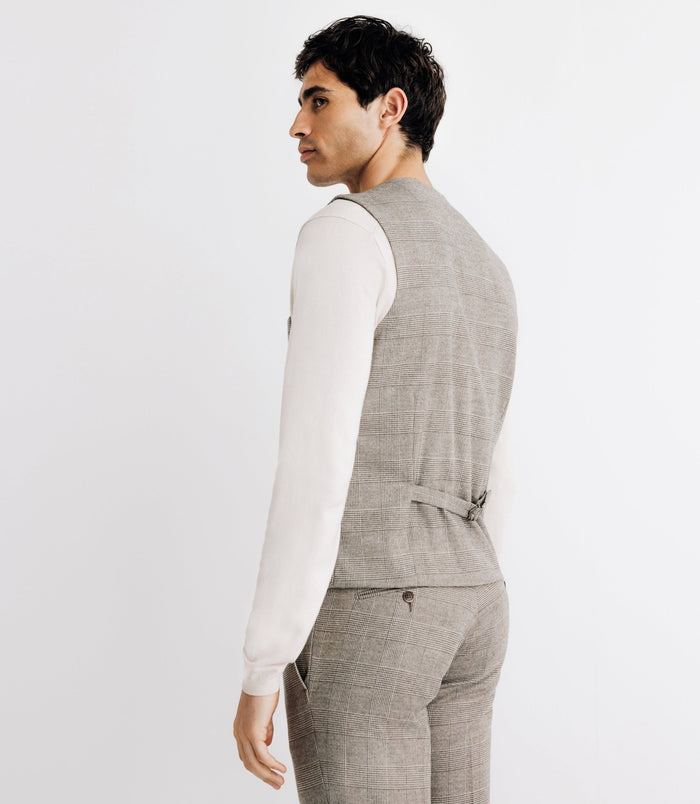 Izac Gilet De Costume Esprit Prince De Galles Beige