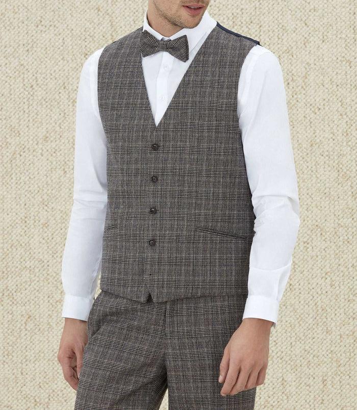 Izac Gilet De Costume Prince De Galles Beige "Quempreinte"