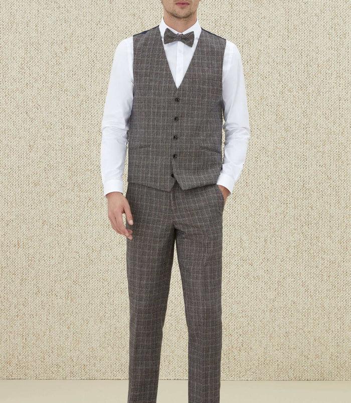 izac Gilet de costume Prince de Galles beige "Quempreinte"
