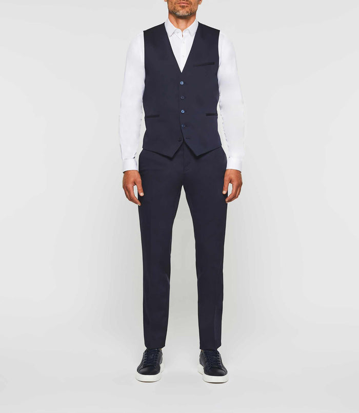 Izac Gilet De Costume Tissu Technique Bleu Marine "Jionac"