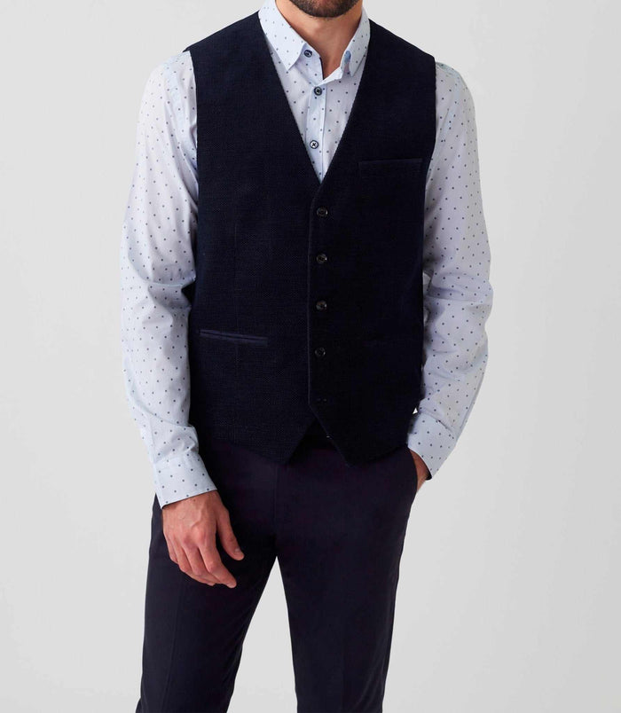 Izac Gilet Ville Velours Fantaisie Bleu Marine "Orecord"