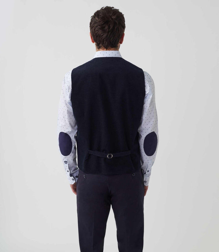 Izac Gilet Ville Velours Fantaisie Bleu Marine "Orecord"