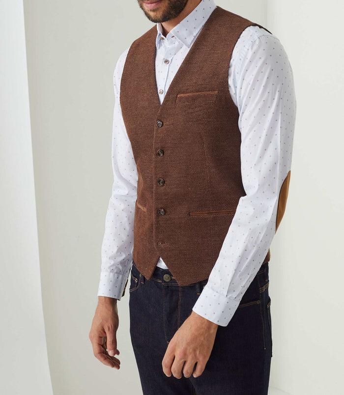 Izac Gilet Ville Velours Fantaisie Marron Clair "Orecord"