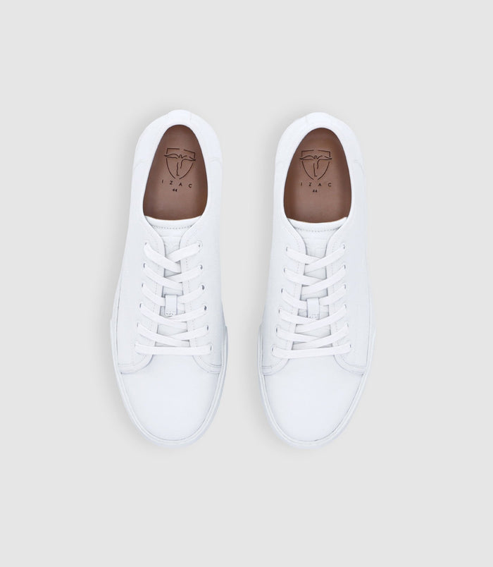 Izac Baskets à lacets En Cuir Blanches