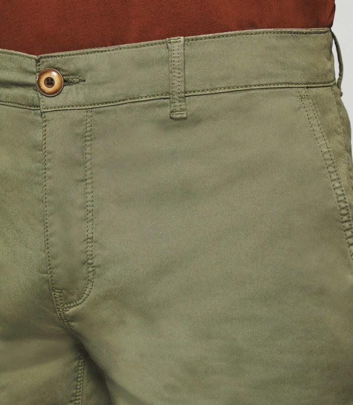 Izac Bermuda En Coton Stretch Kaki Clair SLOWLY