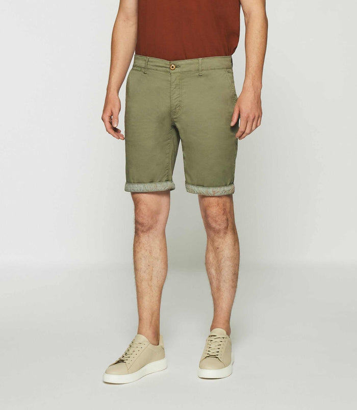 izac Bermuda en coton stretch kaki clair SLOWLY