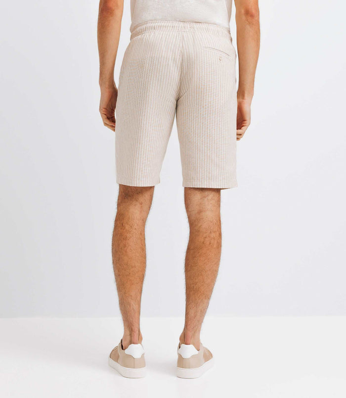 Izac Bermuda Rayé Beige