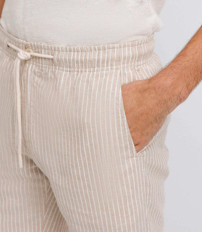 izac Bermuda rayé beige