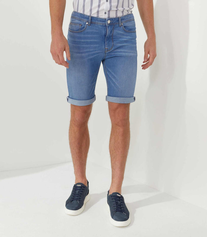 izac Bermuda slim en jean bleu-clair "Valker"